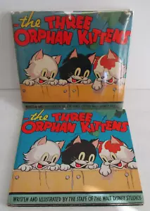 The THREE ORPHAN KITTENS by Walt Disney Studios, 1st Ed in Rare DJ, 1935 - Foto 1 di 9