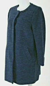 Abrigo corto de mujer chaqueta larga violeta 30% lana Bouclé talla 46 48 50 54 NUEVO HR96 - Imagen 1 de 6