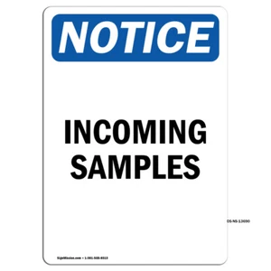 Incoming Samples OSHA Notice Sign Metal Plastic Decal - Picture 1 of 11