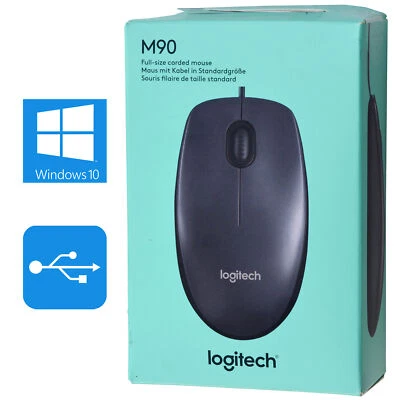 Logitech M90 Mouse USB Windows 10 11 7 8 Linux Mac OS Right- & Left-Handed M761 - Image 1 of 3