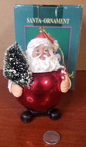 Santa Ornaments Polyresin Glass W/Tree - Picture 1 of 5
