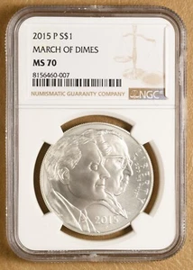 2015 P March of Dimes Commemorative Silver Dollar NGC MS70 - Picture 1 of 2