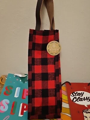 Lote de 5 Bolsas Regalo Botella de Vino Navidad/Casual Rojo Bambú Aqua Franela Foto 1 de 4