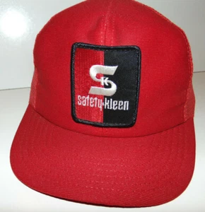 Vintage PATCH Hat SAFETY KLEEN Trucker Snapback Hat Cap Red Mesh MADE IN USA *** - Picture 1 of 4