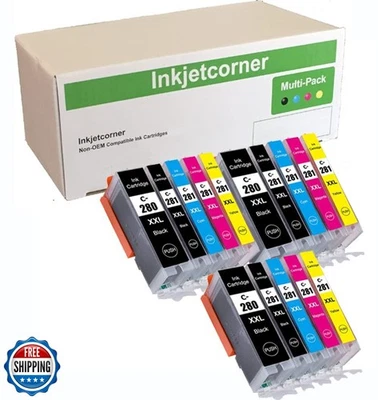 Repuesto de cartuchos de tinta compatibles con esquina de inyección de tinta para PGI-280XXL CLI-281XXL  Foto 1 de 2