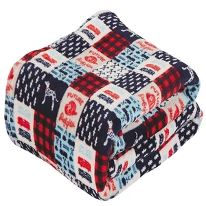 Plazatex Firefighter Patchwork Decorative Throw 50" x 60" Red, White & Blue - Picture 1 of 9