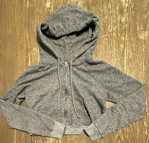 Abercrombie & Fitch New York Cropped Full Zip Hoodie Grey Size Medium - Picture 1 of 5