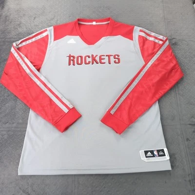 Houston Rockets Warm Up Sweatshirt Adidas Y2K Gray Long Sleeve Men 3XL Length +2 - Image 1 of 4