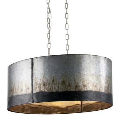 Araña de tambor lineal Varaluz 323N06 Cannery 30"W - Ombre galvanizado Foto 1 de 4