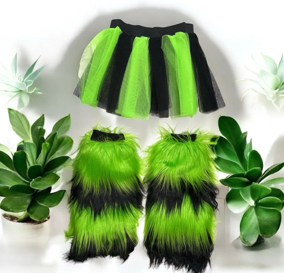 Verde Negro Tutú Falda Calentapiernas Esponjoso Halloween Calentador de Piernas Mujer Disfraz Foto 1 de 1