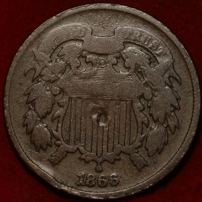 1866 Philadelphia Mint Copper Two Cent Coin - Image 1 of 2