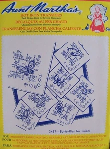 Aunt Marthas 3437 Butterfly Floral Cross Stitch DOW Embroidery Transfer Pattern - Picture 1 of 2