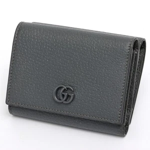Gucci / GUCCI GG Marmont Tri-fold Wallet / Compact Wallet 722732 Leather Gray [U - Picture 1 of 7