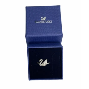 Swarovski Iconic Swan Clear Crystal Silver Rhodium Plated Ring size 52 / 6 - Picture 1 of 5