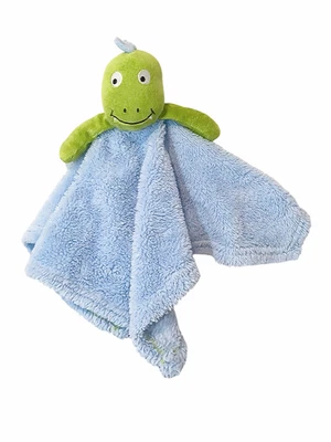 Cutie Pie Green Dinosaur Dino Blue Security Lovey Blanket 14" X 15" - Image 1 of 4