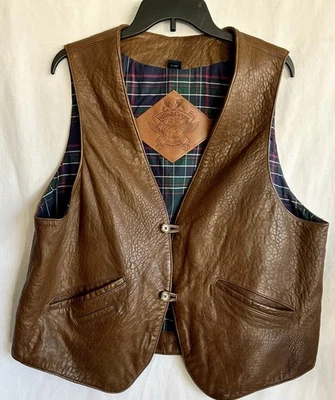 Chaleco Willis & Geiger de Colección Para Hombres Grande Marrón Forrado a Cuadros Safari Campamento EE. UU. Foto 1 de 3