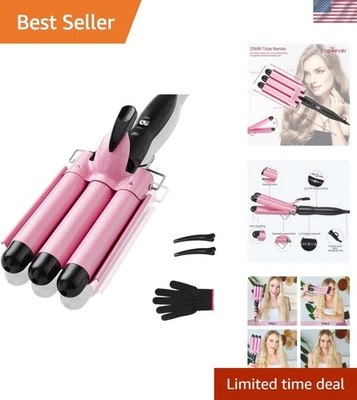 Rizador de 3 barriles, herramienta para engarzar el cabello de 1 pulgada, rizador para mujer Beac... Foto 1 de 4