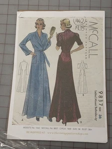 McCalls 1938 Vintage Robe Sewing Pattern - Picture 1 of 5