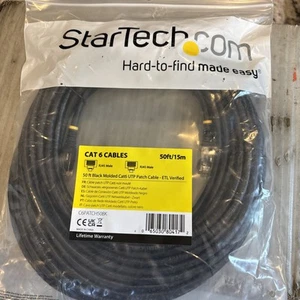 Cat6 Patch 50ft RJ45 Cavo Ethernet UTP di Rete Nero 650MHz Stampato PoE++ 24AWG - Foto 1 di 1