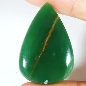 35.20 Cts 100% Natural Green Serpentine Pear Cabochon Gemstone 24x36x4 mm SD42 - Picture 1 of 6