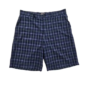 Kirkland Signature Performance Golf Tennis Shorts Blue Plaid Men's 36 10" Inseam - Picture 1 of 11