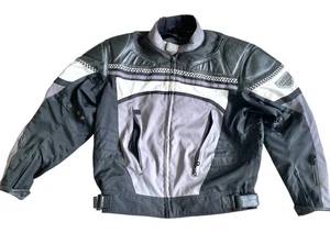 Firstgear Men’s Large Black And Gray Textile And Leather Motorcycle Jacket - Picture 1 of 18
