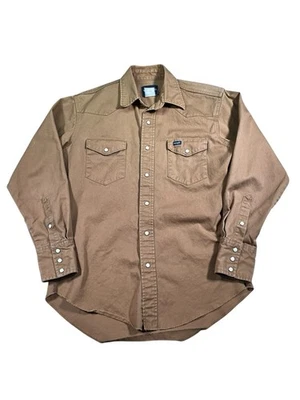 Wrangler Western Pearl Snap Vintage Cowboy Brown Long Sleeve Men's Medium - Image 1 of 4