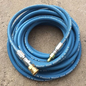 4000PSI 3/8" x 50FT Blue Non-Marking Pressure Washer Hose w/ QC Fittings - Picture 1 of 3