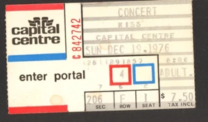 Boleto de concierto Kiss & Bob Seger 19 de diciembre 1976 Capital Center Landover MD - Imagen 1 de 2