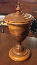 Antique Turned Wood Covered Cup Treenware Spice Can Country Kitchen