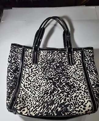Talbots Animal Print Tote Shoulder Bag Handbag Cheetah Black White Tiny Flaw - Image 1 of 4