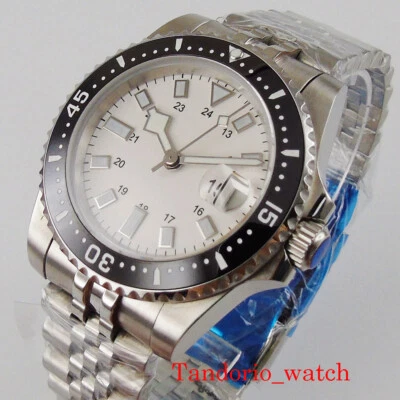 Reloj Hombre 40mm Blanco Estéril Cristal Zafiro Automático Fecha Miyota 8215 Automático Foto 1 de 4