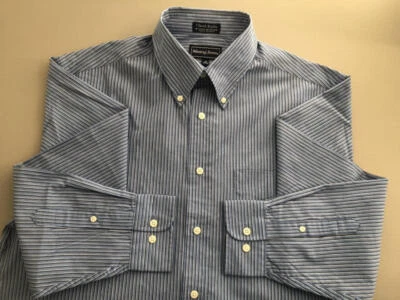 Camisa MEETING STREET NUEVA SIN ETIQUETAS Azul Blanco Negro Rayas Algodón Poli 16 34-35 Foto 1 de 4