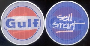 GULF OIL Sell Smart 1970's VARI-VUE Flicker Lenticular Pin / Button - Picture 1 of 2