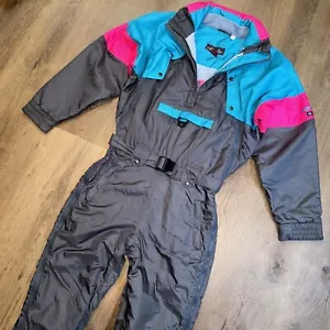 Vtg Nevica Ski Suit One Piece Snowsuit Snow Bib Apres Full Zip 1980s Womens 10 - Picture 1 of 24