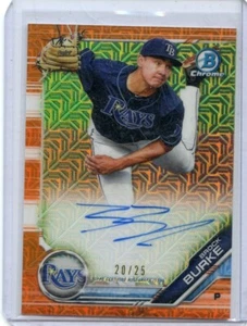 Bowman Chrome Brock Burke Tampa Bay Rays 2019 #BMA-BB naranja automático ⭐️💥🎯 MT/25 - Imagen 1 de 2