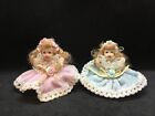 Lot of Two Miniature Small Porcelain Girl Dolls ~ 2.75" Tall