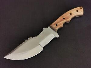 10" CUSTOM HAND MADE D2 STEEL TRACKER KNIFE OLIVE WOOD HANDLE W/SHEATH 5195