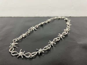 Collana punk goth rock filo spinato tono argento - Foto 1 di 6
