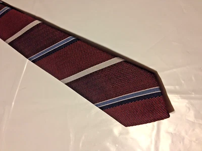 Red Blue Silver short striped Tie Necktie OAKTON 54 x 3 (10626) - Image 1 of 2