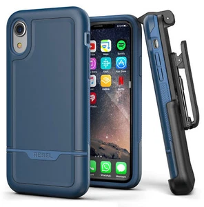 iPhone XR Belt Clip Holster Case / Cover, Military Grade Rugged Cover Rebel Blue - Picture 1 of 6
