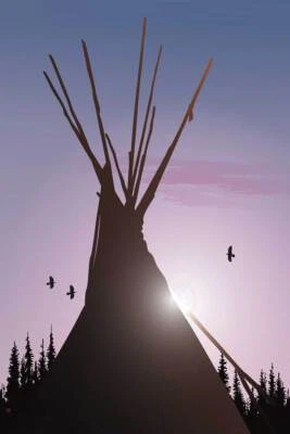 Mark PRESTON Indigenous " Tee Pee " CANVAS ART Native Tingit Perfect Home Gift - Image 1 of 4