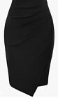 NWT Kate Kasin Wear to Work Pencil Skirts  Women Elastic High Waist Wrap Front L