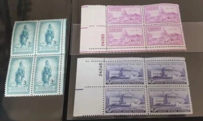 US Stamp 1950 National Capital Sesquicentennial Scott #989 991 992 Min Block 4 - Image 1 of 2