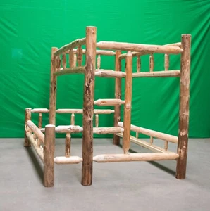 Log Bunk Bed ~ Full/Queen ~ Northern Rustic Pine | Amish-Made | Free Shipping - Picture 1 of 2