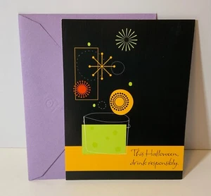 Modern UNUSED Halloween Card Carlton AGC “Drink Responsibly” Retro Look Funny - Picture 1 of 3