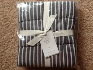 1 POTTERY BARN MINI STRIPE  SHAM STANDARD NAVY/WHITE NEW  - Picture 1 of 2