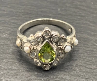Ring  Peridot Perle & Topas   925er Silber  Gr. 51 - Bild 1 von 4