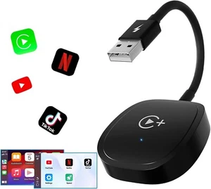 Wireless CarPlay Adapter, CarPlay Wireless Adapter Supports Netflix, YouTube - Picture 1 of 8