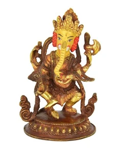 6" Gold Plated Standing Ganesh Statue - Picture 1 of 1